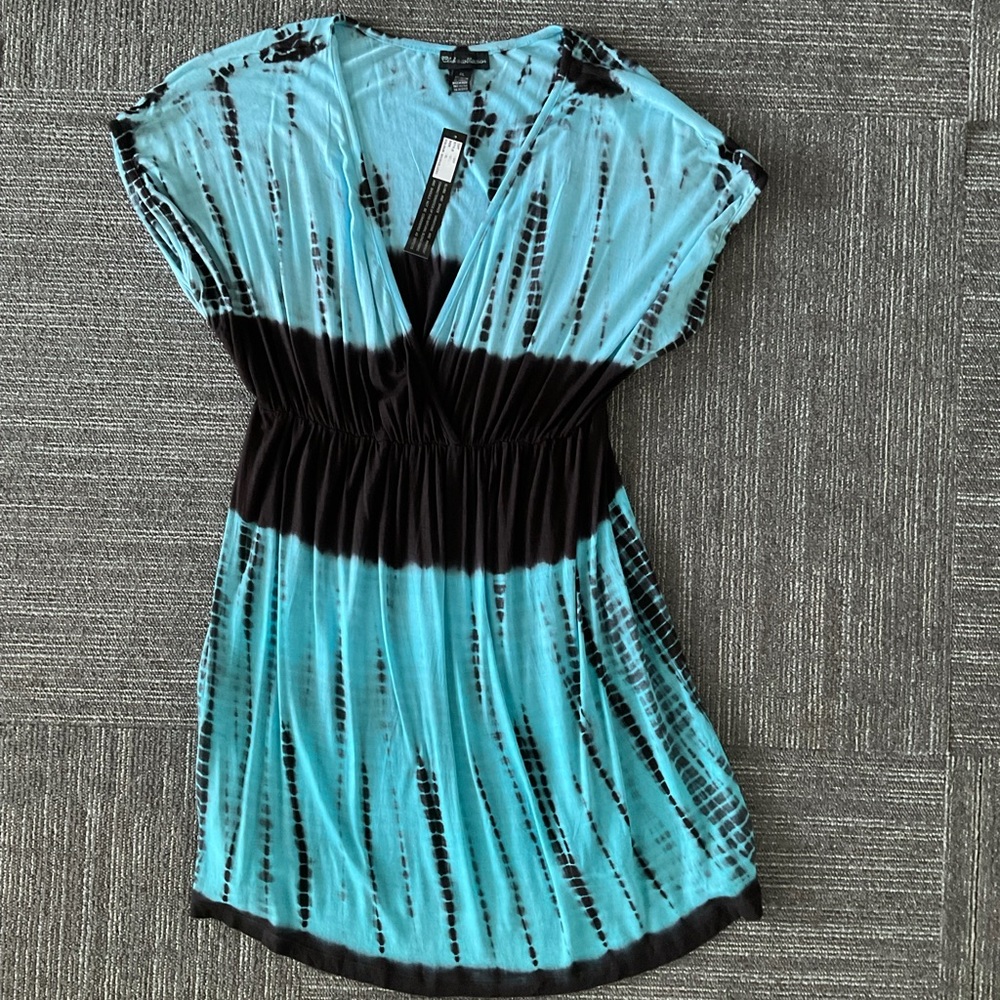 Women’s Ice Blue/Brownish Black Swim Cover Dress XL